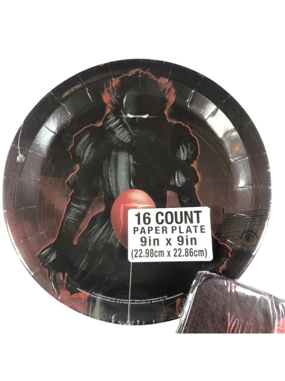 It Pennywise 32 Piece Party Pack Paper Plates Napkins Clown Horror Movie NEW